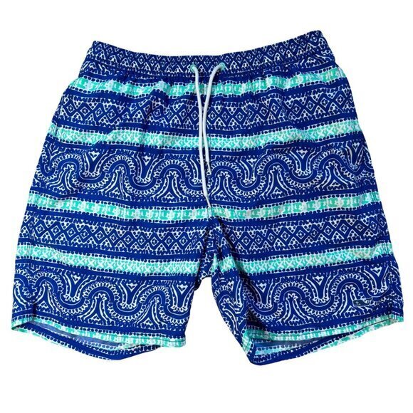 Vineyard Vines Swimsuit Mens Draw String Tiki Print Side & Key Pockets Size M - Picture 2 of 7